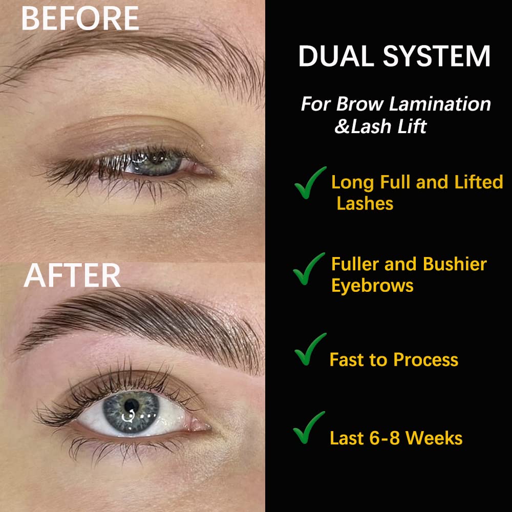 Brow Lamination Kit and Lash Lift Kit, 2 in 1 Professional Eyebrow Lamination and Lash Lifting at Home, 6-8 Weeks Long Lasting, Instant Lifting and Curling, DIY Perm Kit for Eyelashes and Brows