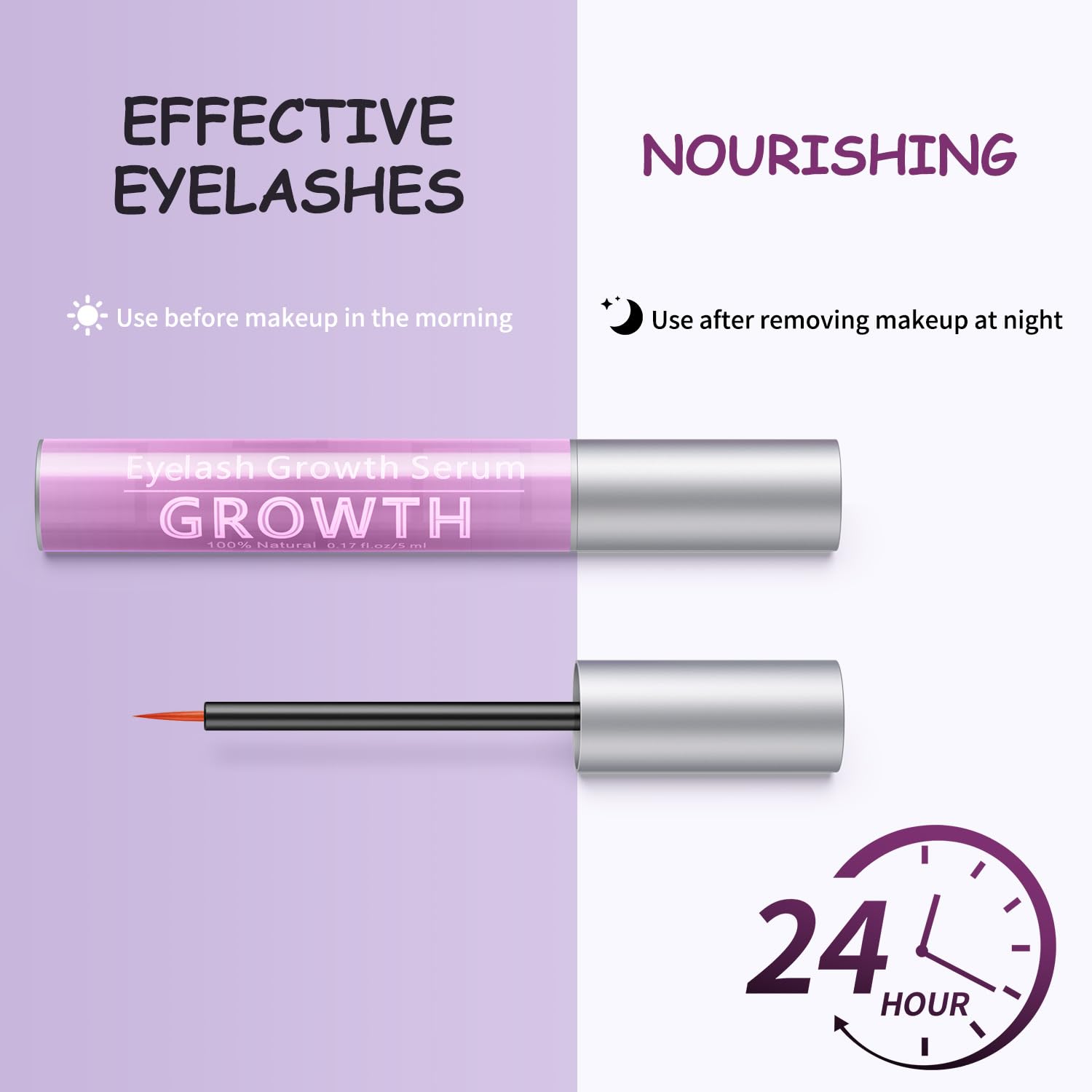 Eyelash Growth Serum Volumizing Lash Serum for Eyelash Growth Longer & Thicker Lash Enhancing Serum with Natural Formula Vegan & Cruelty-Free (5 Ml)