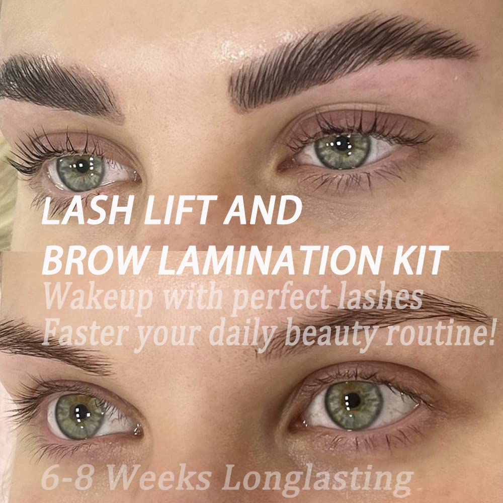 Brow Lamination Kit and Lash Lift Kit, 2 in 1 Professional Eyebrow Lamination and Lash Lifting at Home, 6-8 Weeks Long Lasting, Instant Lifting and Curling, DIY Perm Kit for Eyelashes and Brows