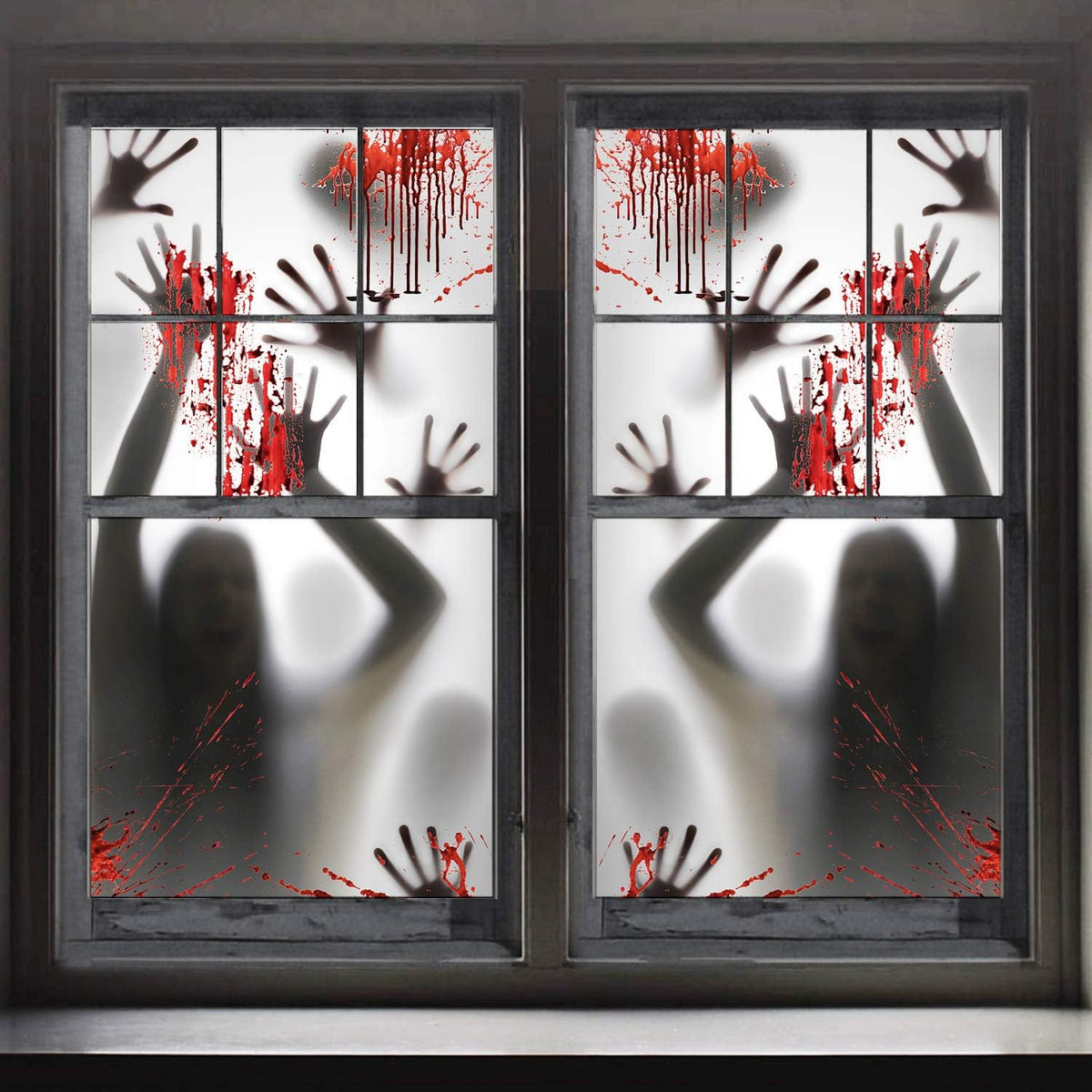 2PCS Halloween Haunted House Decoration Window Door Cover,Scary Zombie Hands Halloween Window Cling Window Poster,Creepy Garage,School Dormitory,Outdoor/Indoor,Skeleton Window Door Decoration