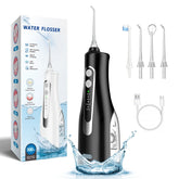 Cordless Water Flosser, Portable Dental Teeth Cleaner, 300ML Tank Rechargeable Dental Oral Irrigator for Home and Travel, 4 Modes 8 Jet Tips, IPX7 Waterproof