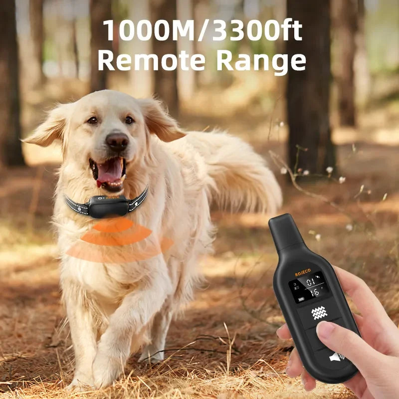 Electric Dog Training Collar Digital Rechargeable Remote Control IPX7 Waterproof Vibrator Pet Dog Bark Stop Shock Collar